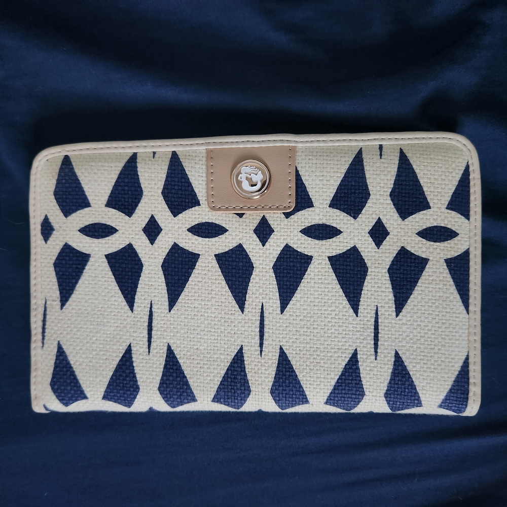 Navy and Cream Patterned Wallet